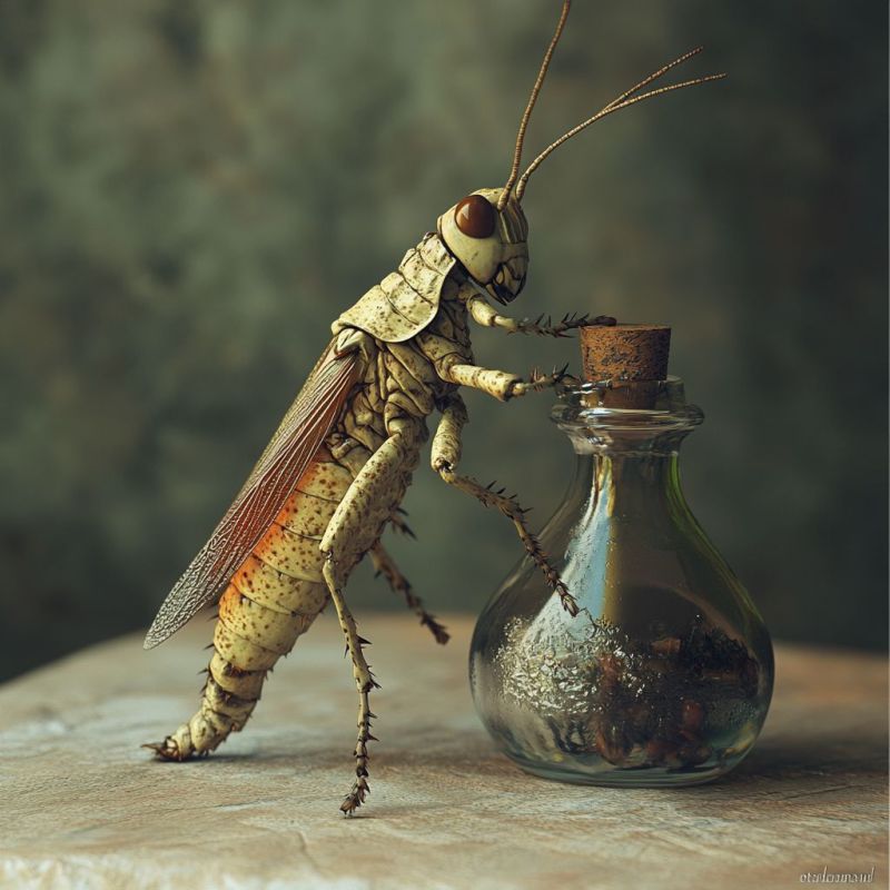 Grasshopper's hind leg, flask