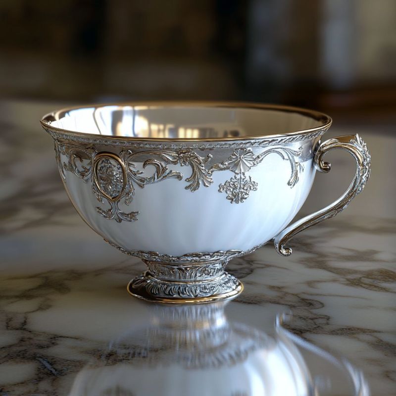 Silver Trimmed Porcelain Teacup