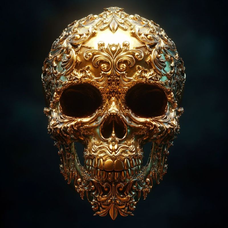 Skull, gilded