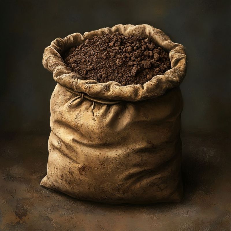 Small bag containing a mixture of soils: clay, loam, and sand