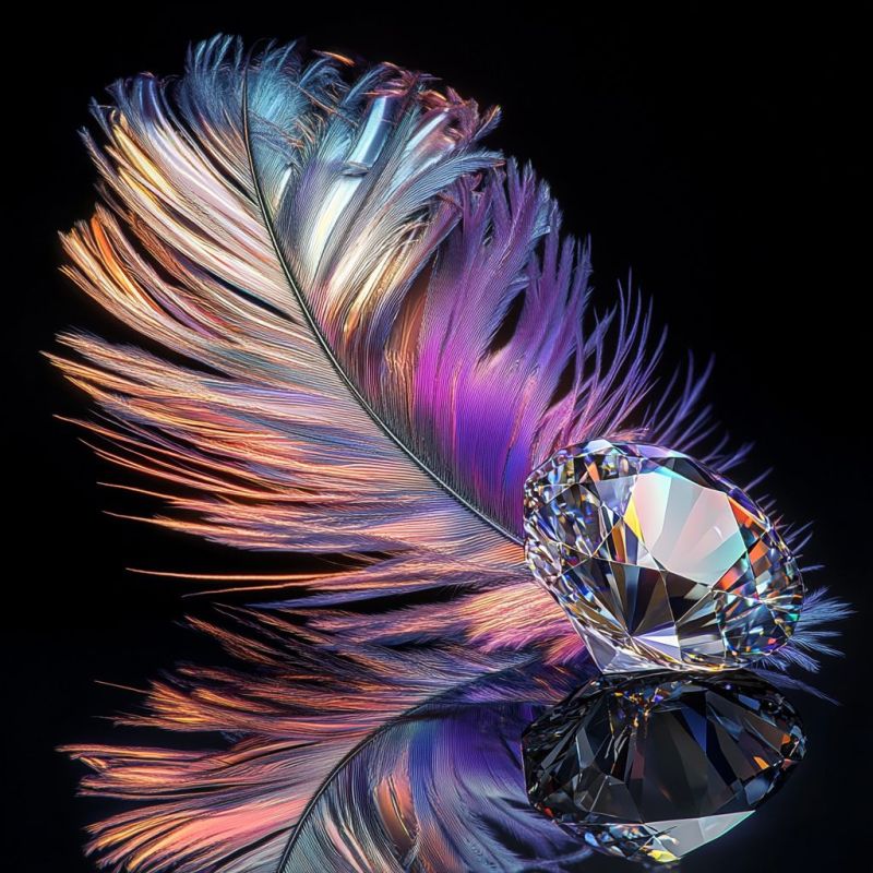 Exotic feather and a diamond