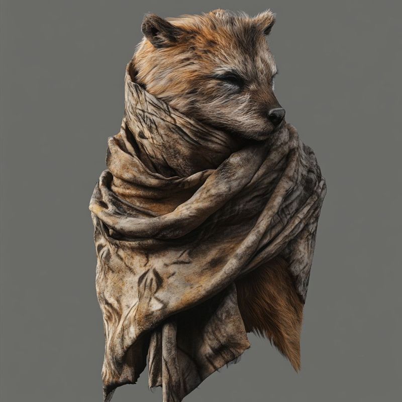 Fur, wrapped in cloth