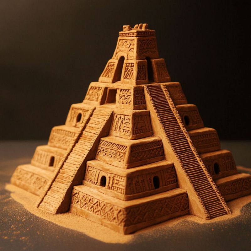 Small clay model of a ziggurat