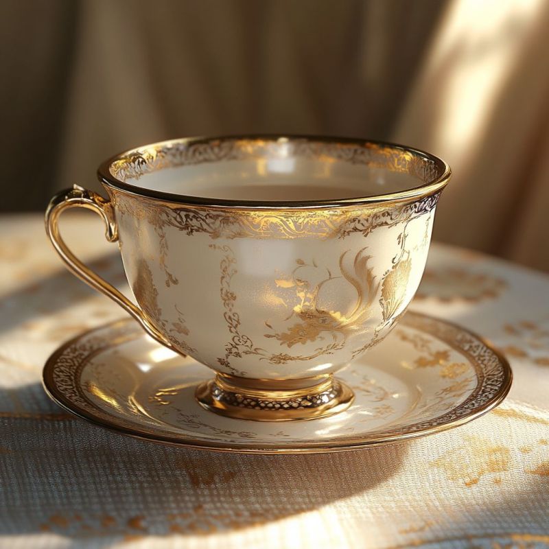 Gold Trimmed Porcelain Teacup