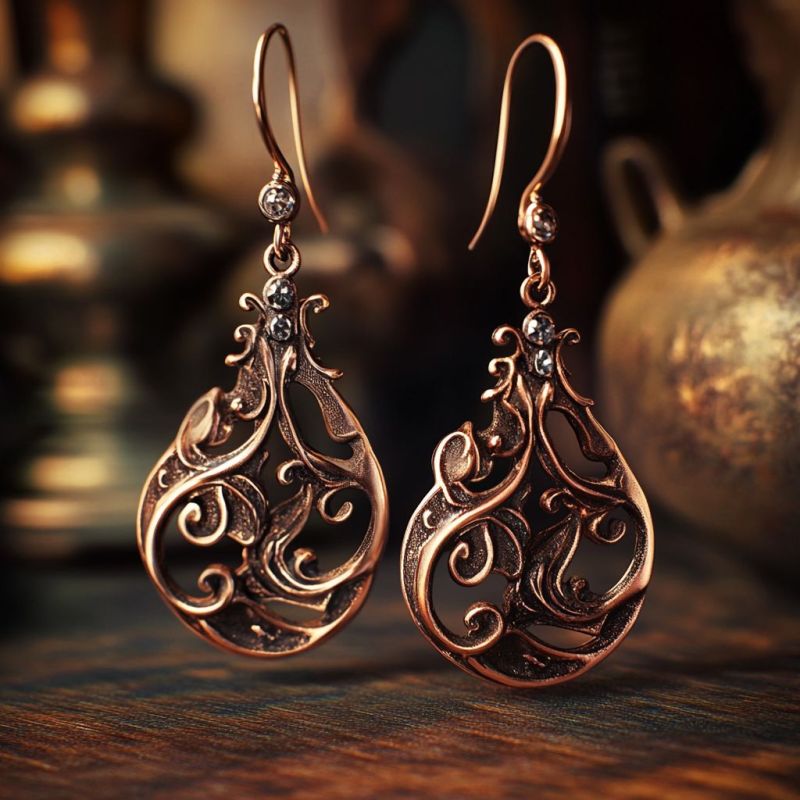 Earrings, Copper 1