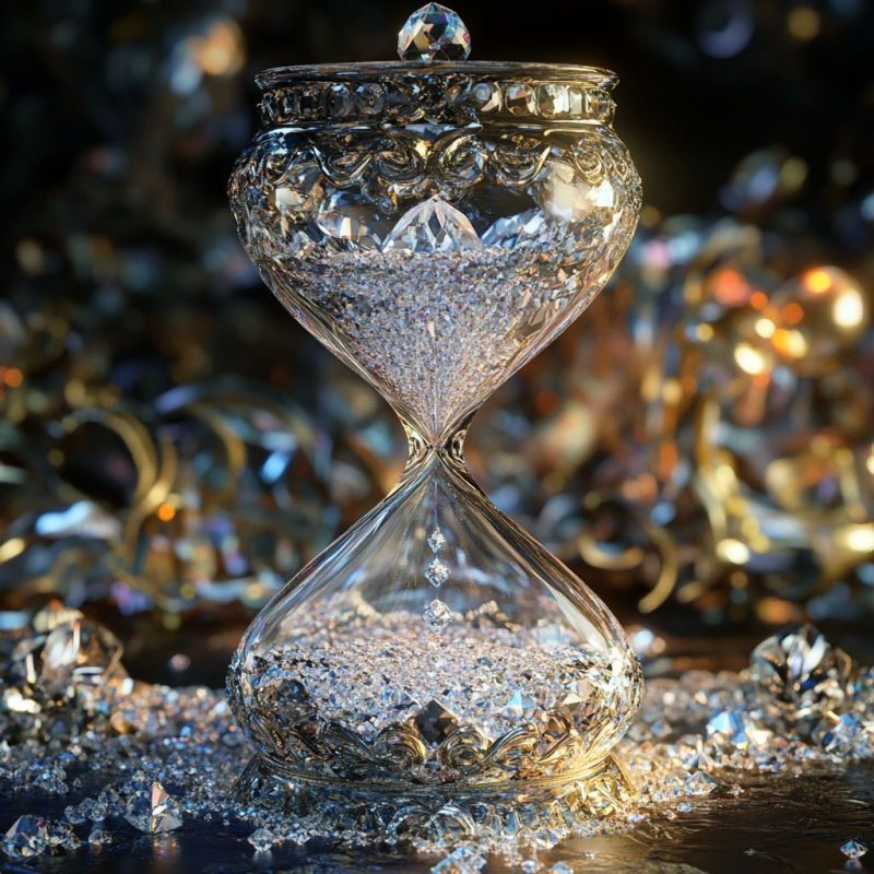 Hourglass filled with diamond dust