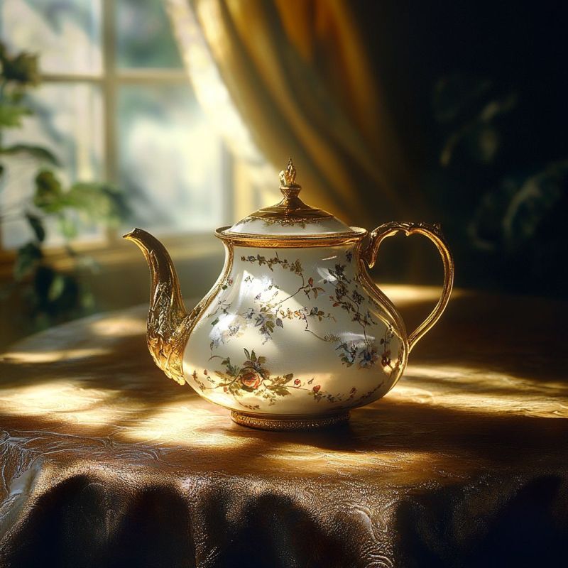 Gold Trimmed Porcelain Teapot